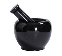 Mortero de molienda Juego de mortero y lapislázuli hecho a mano, juego piedra mármol negro, acabados brillantes(Pequeño)