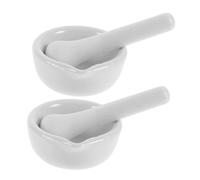 Mortero de Porcelana 60mm con Mazo, 2 Juegos 4 Piezas Blanco