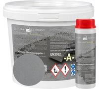 Mortero de resina epoxi 2K para hormigón, pavimento y suelo, reparación y reparación, 10 kg, aprox. RAL 7001, color gris plateado DIPOXY