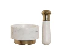 Mortero Home ESPRIT Latón Mármol 12,5 x 12,5 x 7,5 cm