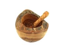 Mortero rústico de madera de olivo de 14 cm