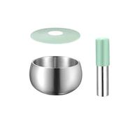 Mortero y maja Juego de mortero y maja pequeños Mango tapa silicona Trituradora molinillo especias hierbas acero inoxidable cepillado for guacamole, ajo, utensilio cocina for cocinar Gadget