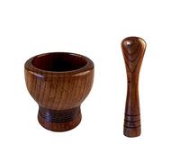 Mortero y maja Juego de mortero y, mano madera molinillo for prensa ajo, café, trituradora jengibre, molienda especias, uso cocina, 4.2 pulgadas