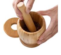 Mortero y mortero de madera de mango - Molinillo manual de ajo, morteros y morteros de madera natural, juego de molinillo de mezcla de morteros de madera | Trituradora de condimentos de madera para