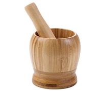 mortero y mortero de madera redondo, conjunto, utensilios de cocina con especias (grande)