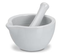 Mortero y mortero - de porcelana - 9,5 x 6,5 cm - blanco