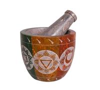 Mortero y pilón Divit Shilp, fabricados en piedra dura robusta y pulida, mecanismo de molienda en piedra natural para especias, pastas, hierbas, condimentos, etc. (7 Chakra)