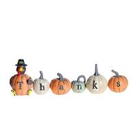MorTime Decoraciones de Acción de Gracias pintadas a Mano con Calabaza de Pavo con Grabado de Agradecimiento, Juego de 6 Decoraciones de Mesa de otoño para Sala de Estar, Dormitorio, Cocina, día de