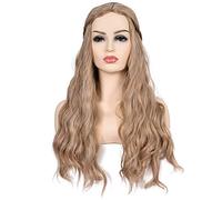 Morvally Peluca larga rizada y ondulada de pelo sintético para mujer, disfraz de Halloween, cosplay (marrón claro)