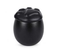 Morvexa Urna para mascotas de cerámica, 220 ml, color negro, pequeña urna para animales con tapa de patas, urna conmemorativa para perros, gatos, conejos, cenizas, urna de recuerdo, animales pequeños