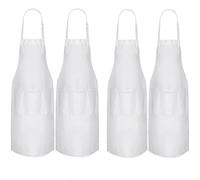 Morwealth 4 Piezas de Delantal de Cocina y Gorra de Cocina, Delantal Ajustable para Hombres y Mujeres, Delantal Impermeable y Resistente a la Grasa con 3 Bolsillos Lavables a Máquina para Cocina