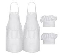 Morwealth 4PCS Delantales de cocina, Chef Delantal Cocina Mujer Hombre de y gorro de cocinero Ajustable de Lino de Algodón con Bolsillos Delantal de Barbacoa para Cocinar,Hornear