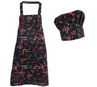 Morwealth Delantal de Cocina 2PCS con Chef y Gorro, Ajustable con 2 Bolsillos, para Hogar, Restaurante, Barbacoa (rojo)