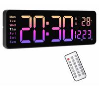 Morwealth Reloj de Pared Digital Grande de 16 Pulgadas con Mando a Distancia, Reloj de Pared LED, Reloj Digital con Pantalla, Temporizador y Cuenta atrás con Fecha/Semana/Temperatura