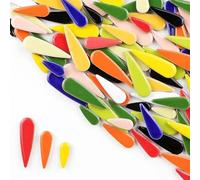 Mosaico autoadhesivo Azulejos de cerámica con gotas agua 100g/3,5 oz, mosaico porcelana artesanal, forma lluvia, mezcla 3 tamaños, multicolor opcional(Color 1)