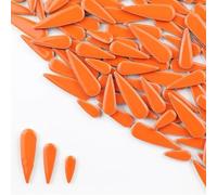 Mosaico autoadhesivo Azulejos de cerámica con gotas agua 100g/3,5 oz, mosaico porcelana artesanal, forma lluvia, mezcla 3 tamaños, multicolor opcional(Orange)