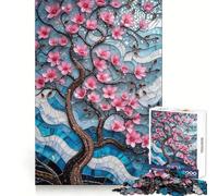 Mosaico de Flores de Cerezo,Rompecabezas para Adultos de 1000 Piezas,desafío para el Pensamiento,Juego de Ocio Lento,Corte preciso,Regalo Original (38x26cm)