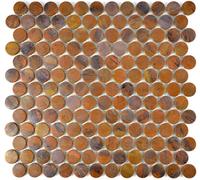 Mosaico de Metal Cobre Marrón Hoja Redonda Mate WB49-1506 1 Piezas