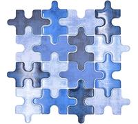 Mosaico de mosaico de cristal, combinado, puzzle, mezcla azul, 10 alfombrillas de mosaico