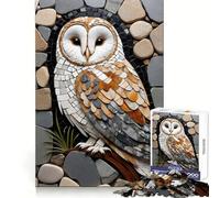 Mosaico de Piedra con Forma de búho, 1000 Piezas, Rompecabezas para Adultos, Juguete para ejercitar la Mente, diversión compartida, Arte de Corte preciso 38x52cm