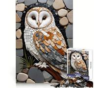 Mosaico de Piedra con Forma de búho, 1000 Piezas, Rompecabezas para Adultos, Regalo, Juguete de lógica Fina, Ocio Suave, Bordes limpios, Regalo Encantador 38x26cm