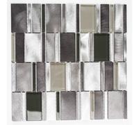 Mosaico de Vidrio Aluminio Transparente / Gris Plata Cocina Pared Suelo Wc Art :