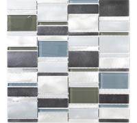 Mosaico De Vidrio Azul De Aluminio Para Cocina Pared | Art: WB49-0205 | 1 Hoja