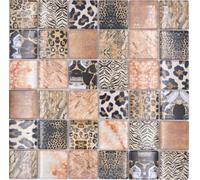 Mosaico De Vidrio Azulejos Forest Brown Beige Tiger Espejo De Azulejos