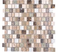 Mosaico de Vidrio Naturstein Keramik 8 mm Marrón Beige Brillante Mate 15x23 mm