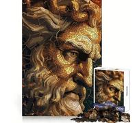 Mosaico del Dios Zeus, Rompecabezas de 1000 Piezas para Adultos y Adolescentes, Entrenamiento de la concentración, recreación Tranquila, Bordes Finos, Navidad Alegre (38x26cm)