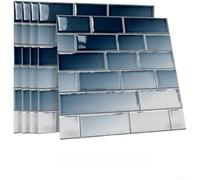 Mosaico retro de lujo para azulejos adhesivos para despegar y pegar, PVC, impermeable, extraíble, rojo, 12 x 12 pulgadas, paquete de 10 patrones de mármol para cocina, baño, decoración contra