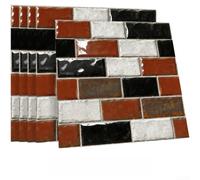 Mosaico retro de lujo para azulejos adhesivos para despegar y pegar, PVC, impermeable, extraíble, rojo, 12 x 12 pulgadas, paquete de 10 patrones de mármol para cocina, baño, decoración contra