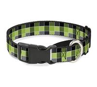 Mosaico Verde Martingale para Perro de Buckle-Down Checker, 2,5 cm de Ancho, Cuello pequeño.