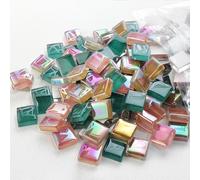 Mosaico Vidrio Baldosas Mosaico para Manualidades 1kg/1200pcs 1x1x0.4cm Mezcladas para Decoración del Hogar Artesanías Artísticas Proyectos DIY-Navy Blue Orange Pink Mix