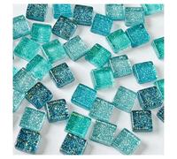 Mosaicos 50 Uds. De azulejos de mosaico de colores mezclados de vidrio, piezas hechas a mano, materiales creativos de cristal, manualidades for niños, Mini azulejos de mosaico for cena(Dazzling blue)