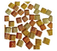 Mosaicos 50 Uds. De azulejos de mosaico de colores mezclados de vidrio, piezas hechas a mano, materiales creativos de cristal, manualidades for niños, Mini azulejos de mosaico for cena(Dazzling gold)
