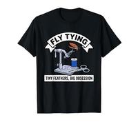 Mosca Atando Plumas Pequeñas Gran Obsesión Divertido Pescador Pescador Camiseta gráfica económica, Hombre, Negro, M