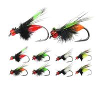 Mosca de con Mosca, Mosca Seca, Surtido de 10 Piezas, Cebo seco, Juego de Moscas animadas de Agua Salada para Perca, Trucha, panfish, Bluegill