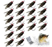 Moscas de Pesca con Mosca, 20pcs Moscas de Pesca con Mosca Kit de señuelos de lubina, Accesorios de Aromas de camarones Negros para Agua Dulce de Agua Salada, Ganchos