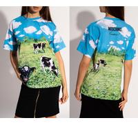 Moschino Couture Extra Grande Camiseta Granja Estampado Countryside Cow New 2XS