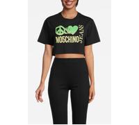 Moschino Cropped Peace & Love Logo T-shirt Black Talla: XXS | Camisetas de Seda Outlet | Mujer | Negro