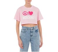 Moschino Cropped Peace & Love Logo T-shirt Pink Talla: XL | Camisetas de Seda Outlet | Mujer | Rosa
