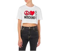 Moschino Cropped Peace & Love Logo T-shirt White Talla: L | Camisetas Outlet | Mujer | Blanco