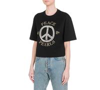 Moschino Peace & Pearls Cotton Interlock T-shirt Black Talla: XS | Camisetas de Seda Outlet | Mujer | Negro