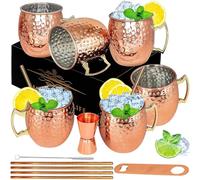 Moscow Mule - Juego de 6 tazas de acero inoxidable chapado en cobre, 18 onzas, para bebidas frías (paquete de 6)