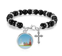 Moscú Rusia - Pulsera de cuentas con patrón de símbolo nacional, joyería bohemia para hombres y mujeres