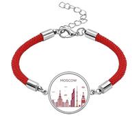 Moscú Rusia - Pulsera de cuerda roja con patrón de monumento plano, hecha a mano