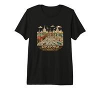 Moscú Rusia Viaje Recuerdo Retro Ciudad Skyline Insignia Camiseta Premium