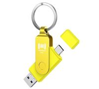 MOSDART Unidad flash dual USB C de 64 GB con llavero, 2 en 1 OTG USB 3.1 tipo C para teléfonos Android USB-C, iPhone 15, MacBook, iPad, computadoras y más, amarillo