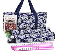 Mose Cafolo ~ American Mahjong Game Set completo Western Mah Jongg Set - Azul Paisley Bolsa Suave 166 Azulejos con 4 Bastidores/Empujadores Todo en Uno (Mah Jong Mahjongg)